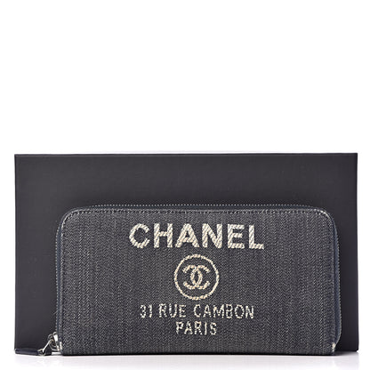 Chanel Denim Deauville Zip Around Wallet Dark Blue 14 of 14