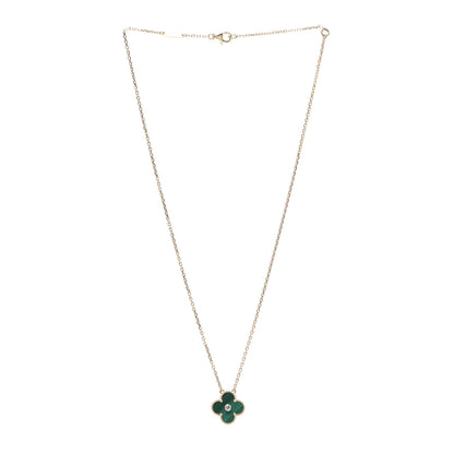 Van Cleef & Arpels 18K Yellow Gold Diamond Malachite Vintage Alhambra Pendant Necklace 3 of 6