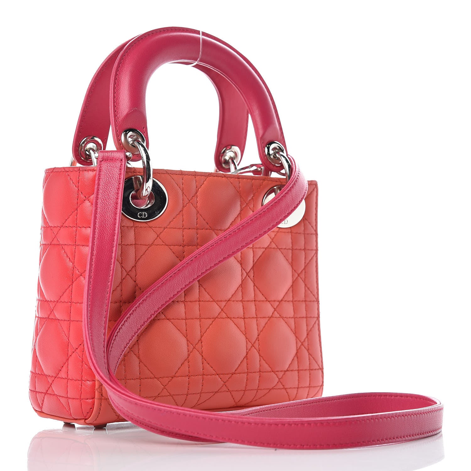 Christian Dior Lambskin Cannage Mini Tri-Color Lady Dior Pink 3 of 12
