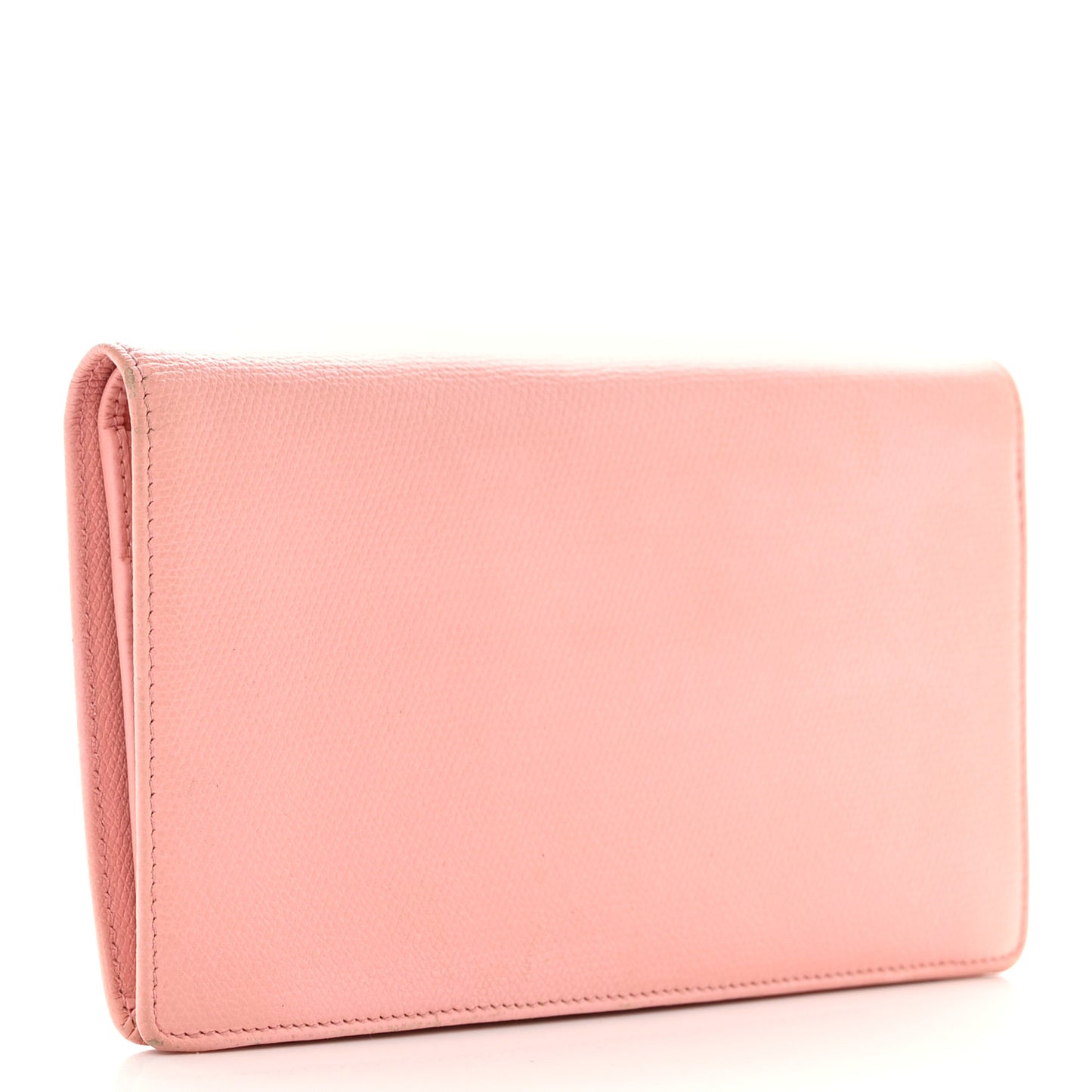 Grained Calfskin CC Button Yen Wallet Pink