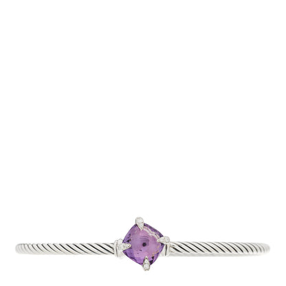 David Yurman Sterling Silver Diamond Amethyst 3mm Chatelaine Bracelet 1 of 3