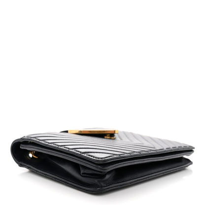 Chanel Shiny Sheepskin Chevron Quilted Collar and Tie Flap Black 4 of 10
