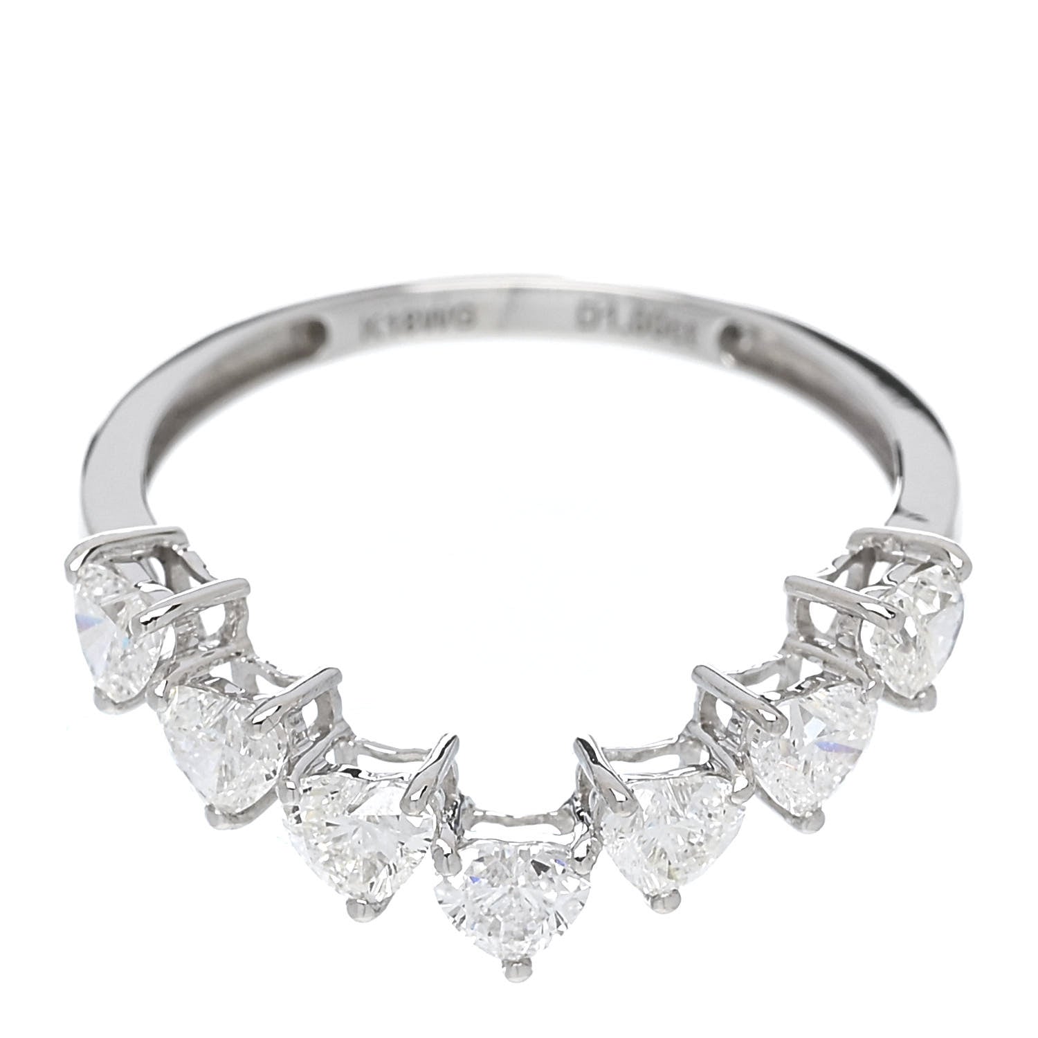 Parker & West by FASHIONPHILE 18K White Gold Diamond 1.00ctw Heart Cut Curved Ring 54 7 7 of 9