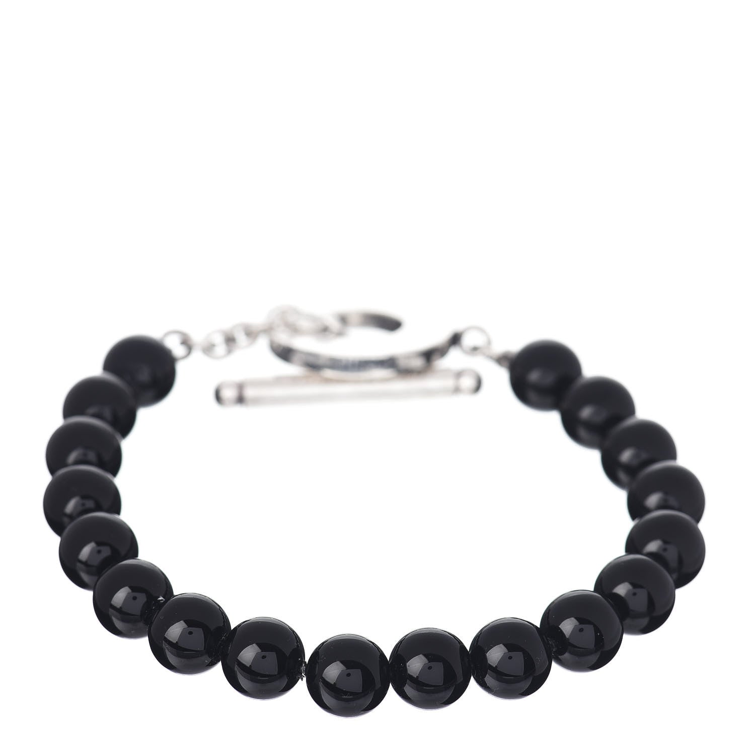 Tiffany Sterling Silver Black Onyx Bead Toggle Bracelet 3 of 4