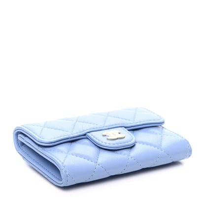 Chanel Lambskin Quilted Flap Card Holder Wallet Light Blue 3 of 8