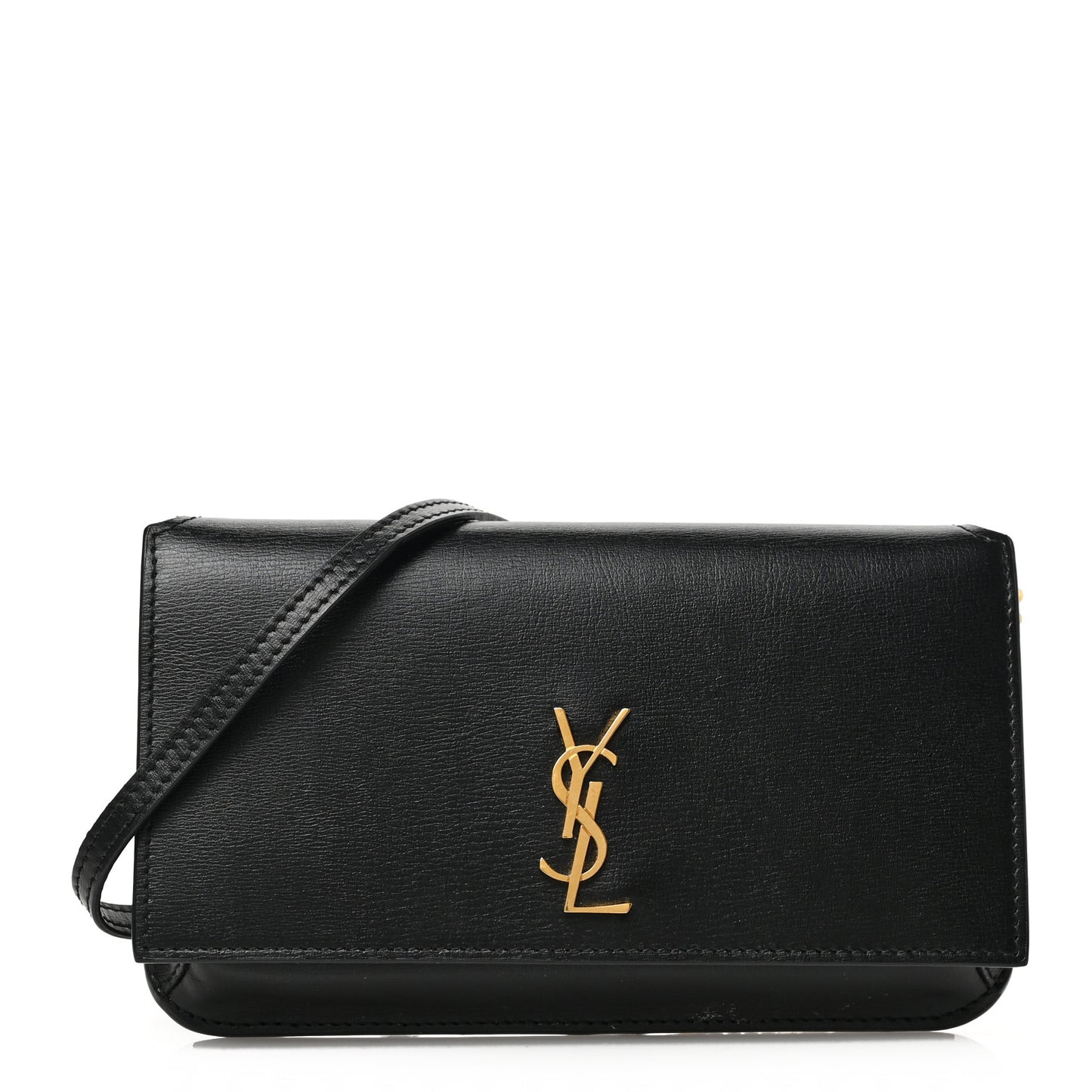 Smooth Calfskin Monogram Phone Holder Crossbody Black