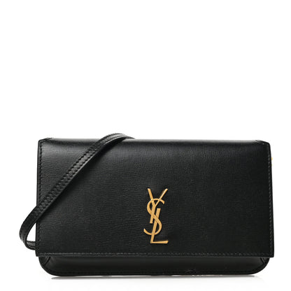 Saint Laurent Smooth Calfskin Monogram Phone Holder Crossbody Black 1 of 8