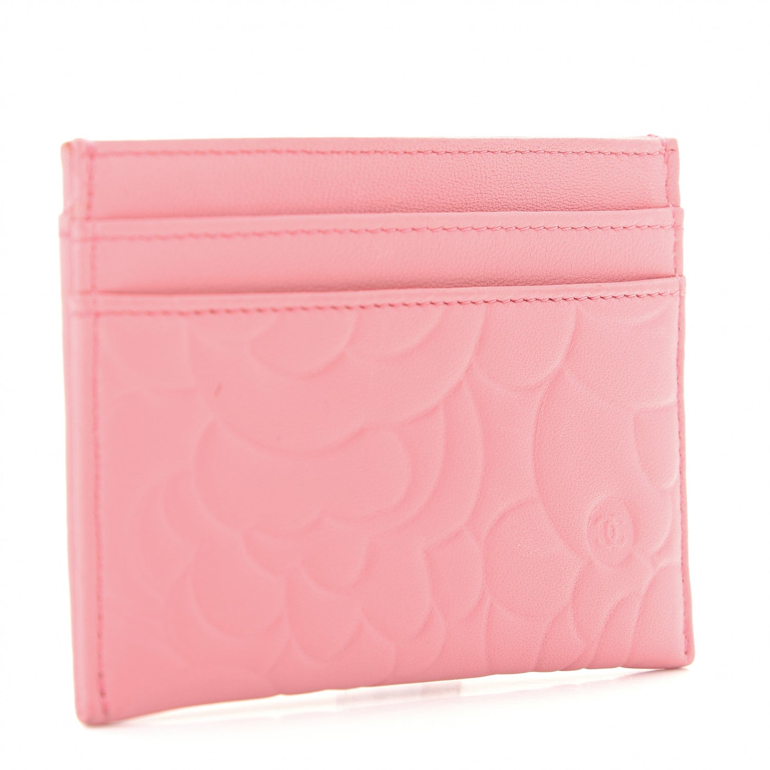 Chanel Lambskin Camellia Embossed Card Holder Pink 3 of 9