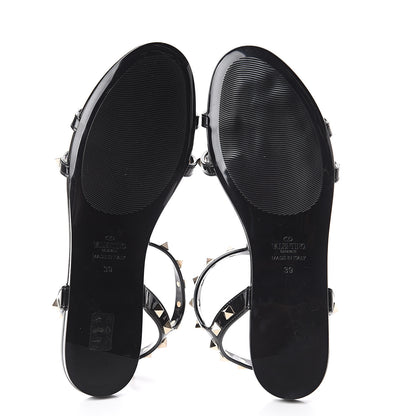 Valentino Garavani PVC Jelly Rockstud Caged Sandals 39 Black 7 of 7