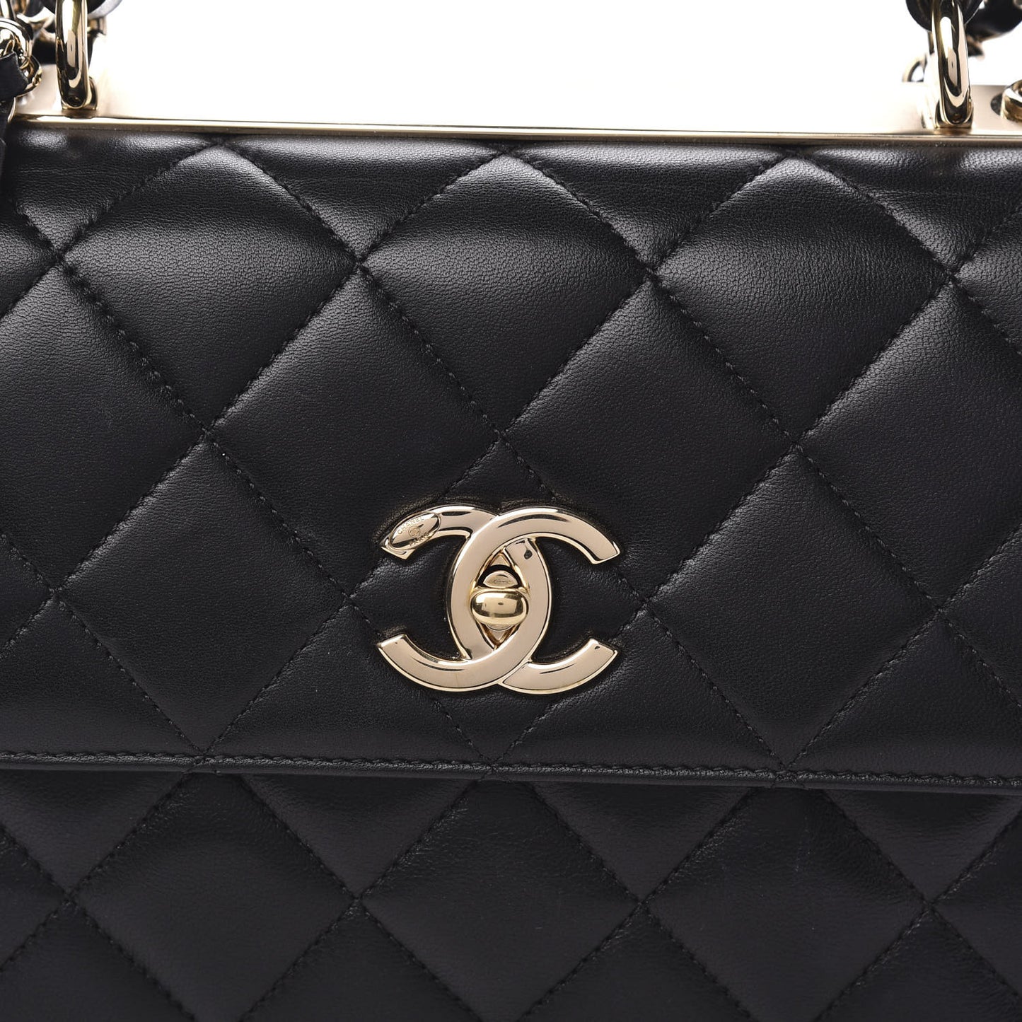 Lambskin Quilted Small Trendy CC Dual Handle Flap Bag Black