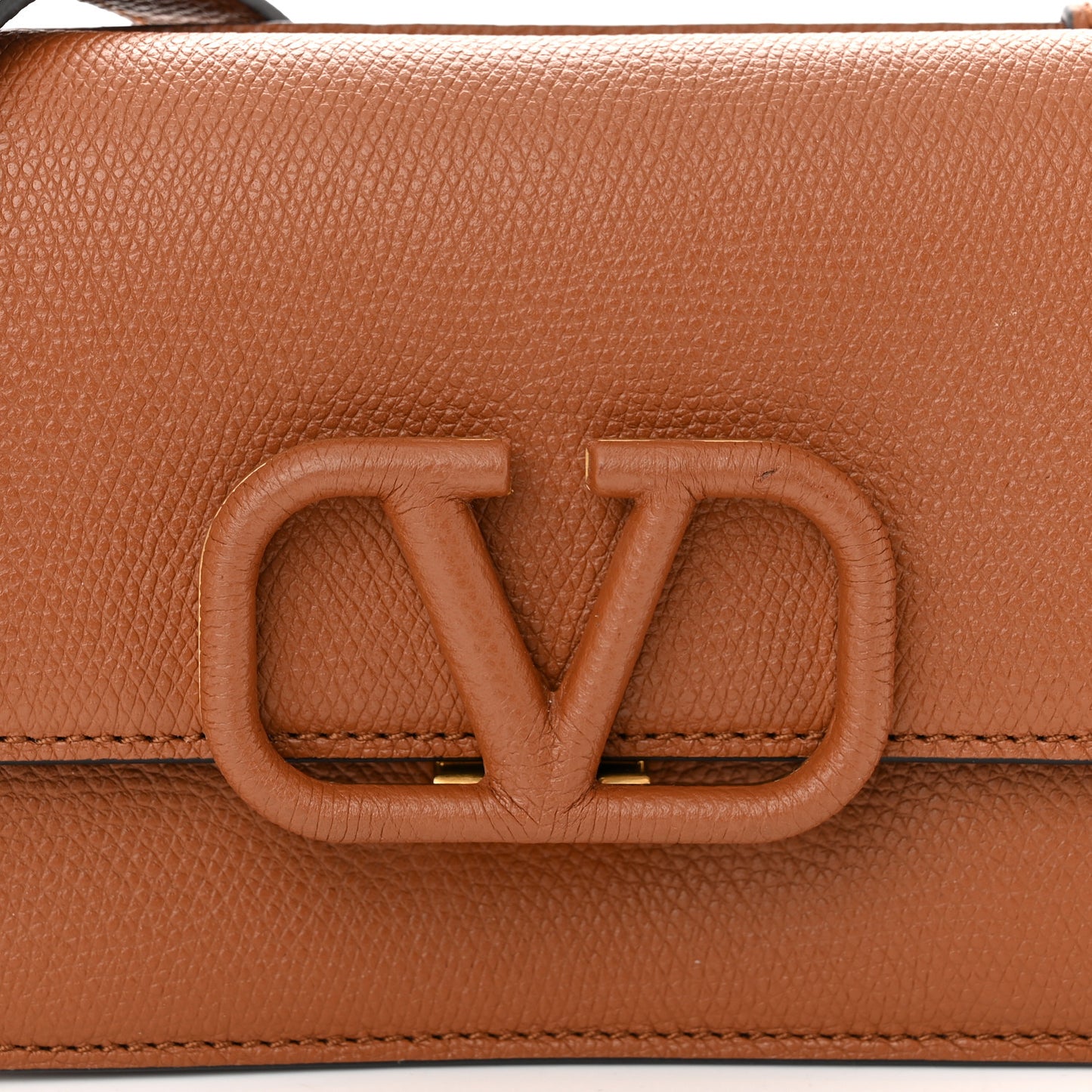 Grainy Calfskin VSling Belt Bag Saddle Brown