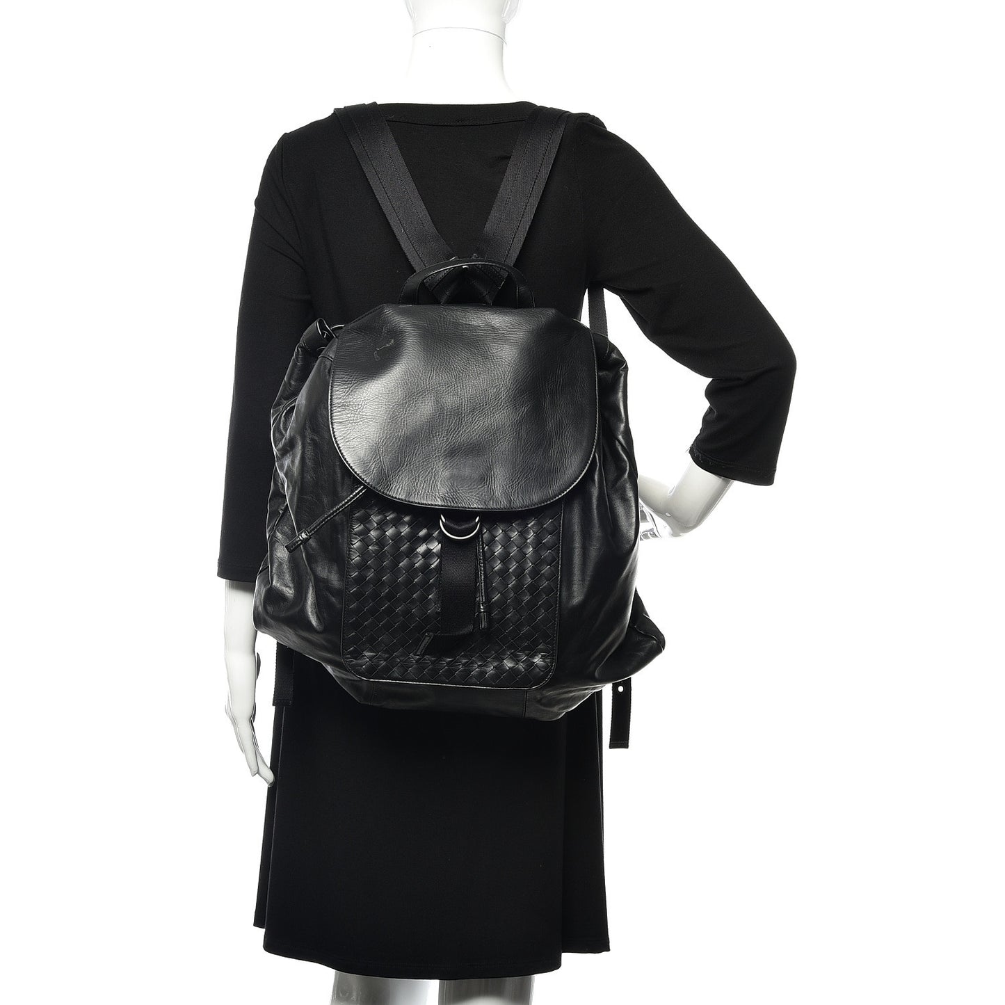 Light Calf Intrecciato Backpack Black
