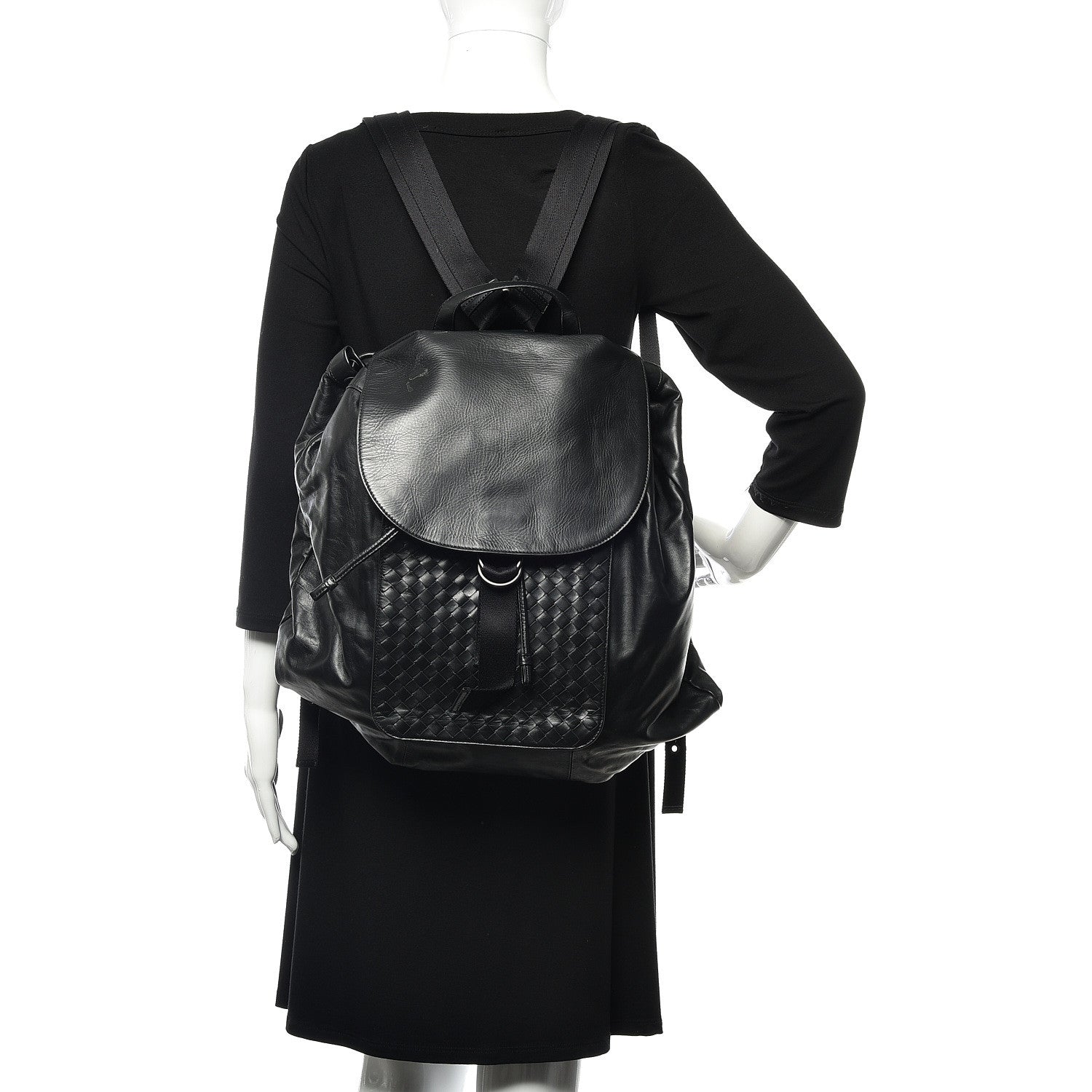 Bottega Veneta Light Calf Intrecciato Backpack Black 2 of 11