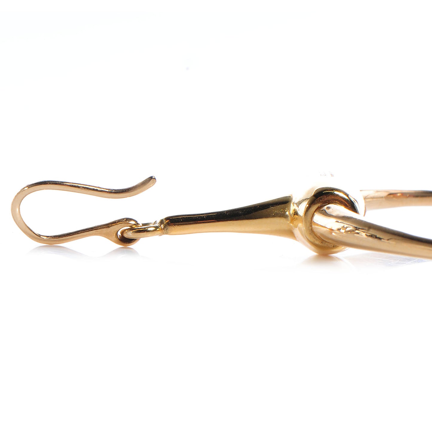 18K Yellow Gold Horsebit Drop Hoop Earrings