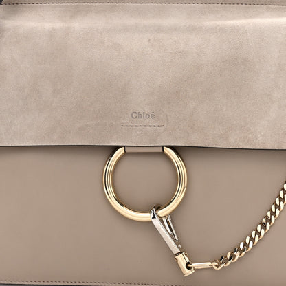 Chloe Calfskin Suede Medium Faye Shoulder Bag Motty Grey 8 of 10