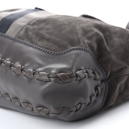 Gucci Calfskin Suede Large New Jackie Web Shoulder Bag Grey 7 of 10