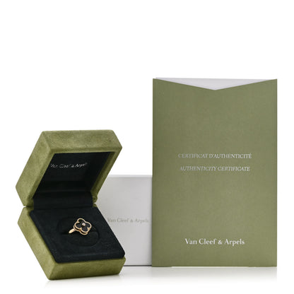 Van Cleef & Arpels 18K Yellow Gold Black Onyx Diamond Vintage Alhambra Ring 55 7.25 6 of 6