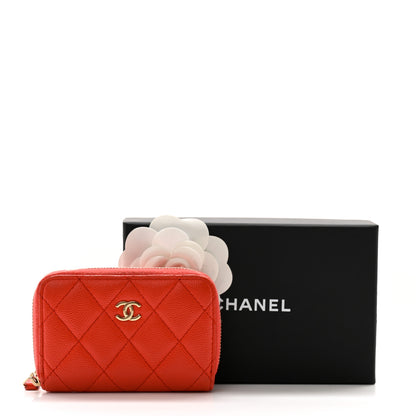 Chanel Caviar Quilted Zip Coin Purse Red 12 of 12