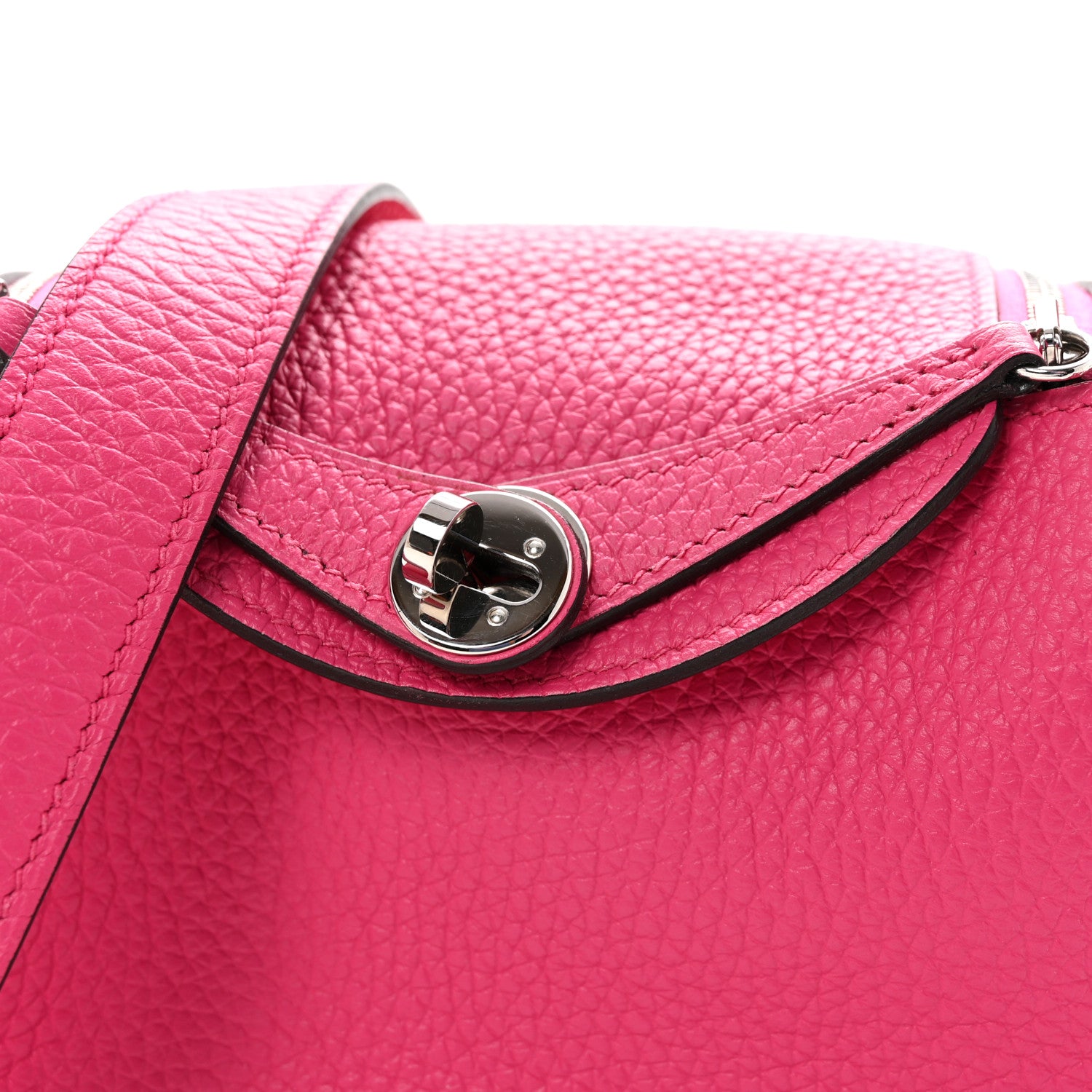 Hermes Taurillon Clemence Mini Lindy 20 Rose Extreme 7 of 10