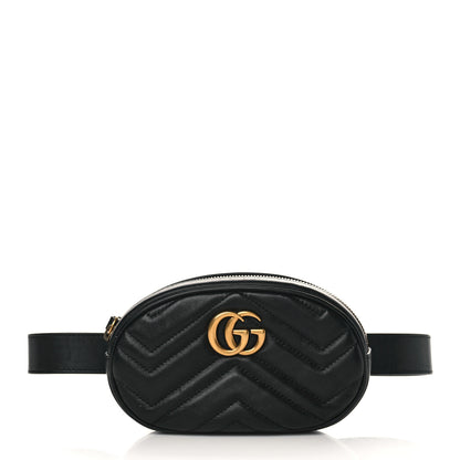 Gucci Calfskin Matelasse GG Marmont Belt Bag 95 38 Black 1 of 10