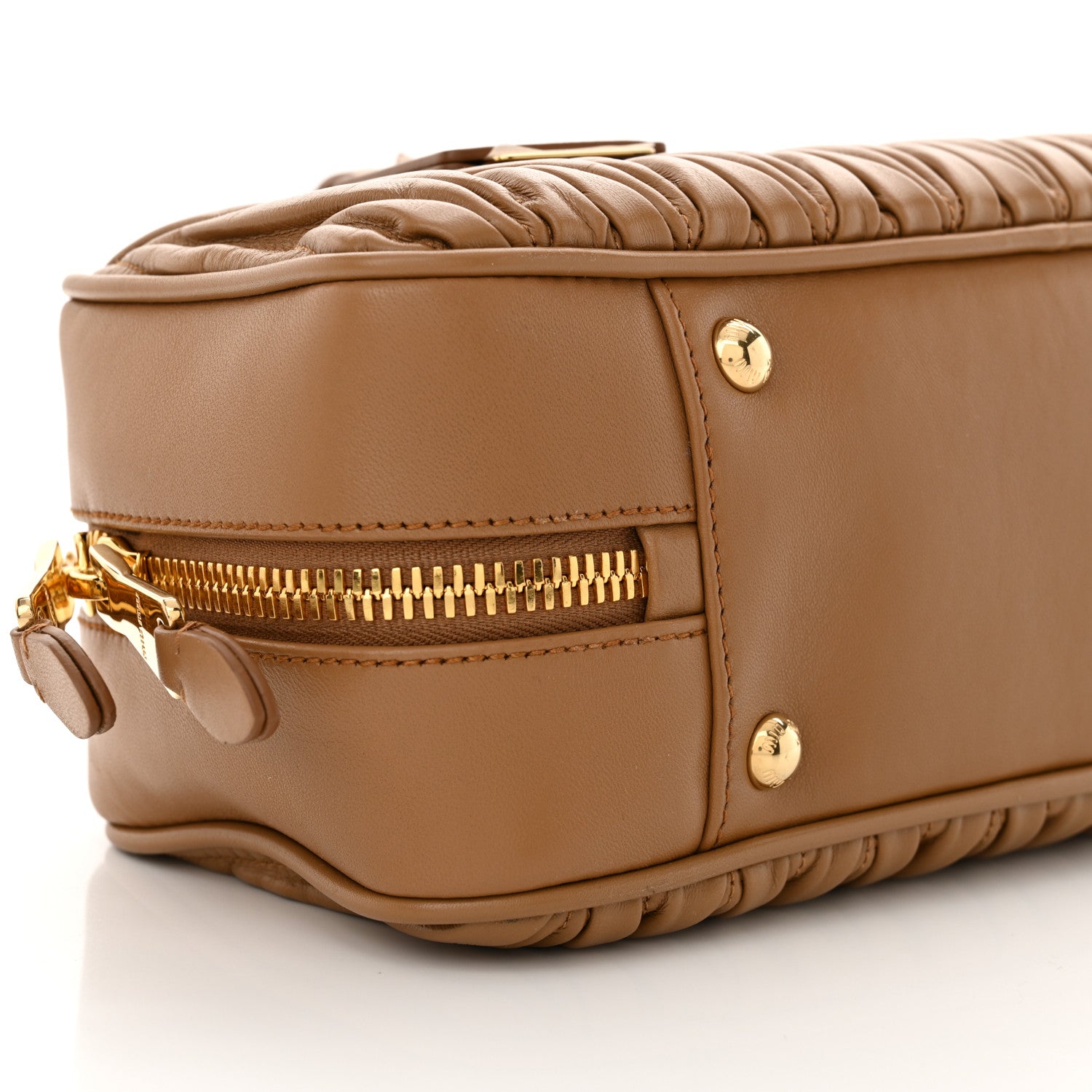 Miu Miu Nappa Matelasse Regular Arcadie Top Handle Bag Caramel 9 of 10