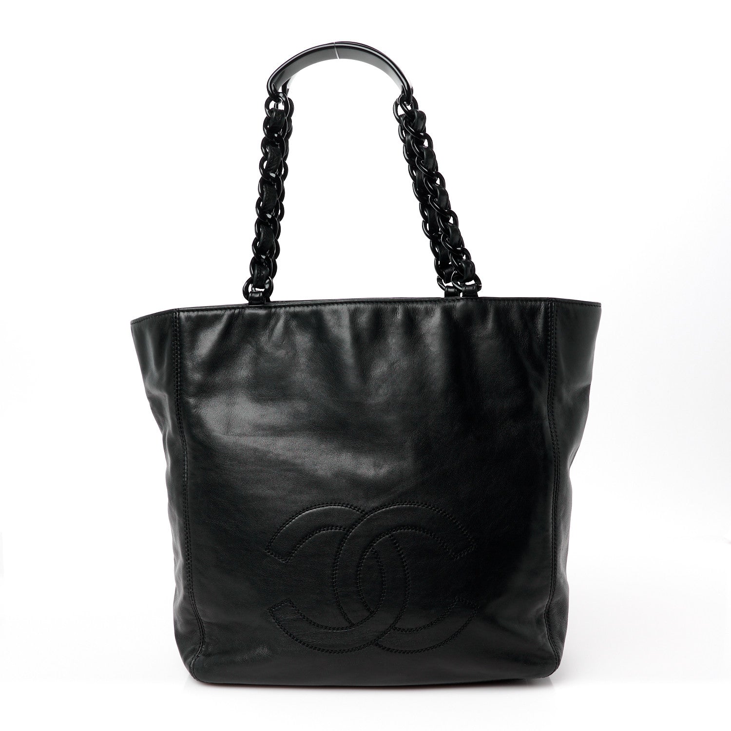 Chanel Lambskin Chain Small CC Tote Black 1 of 11