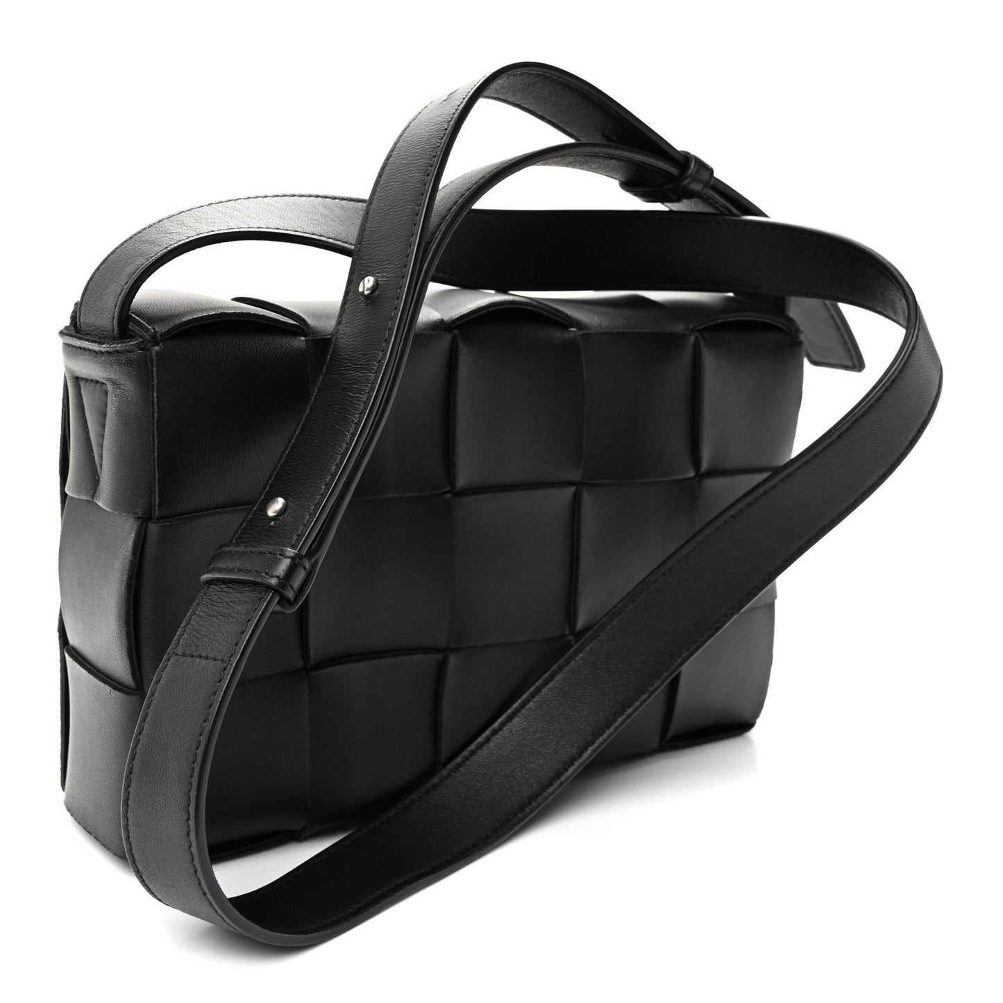 Lambskin Maxi Intrecciato Cassette Crossbody Bag Black