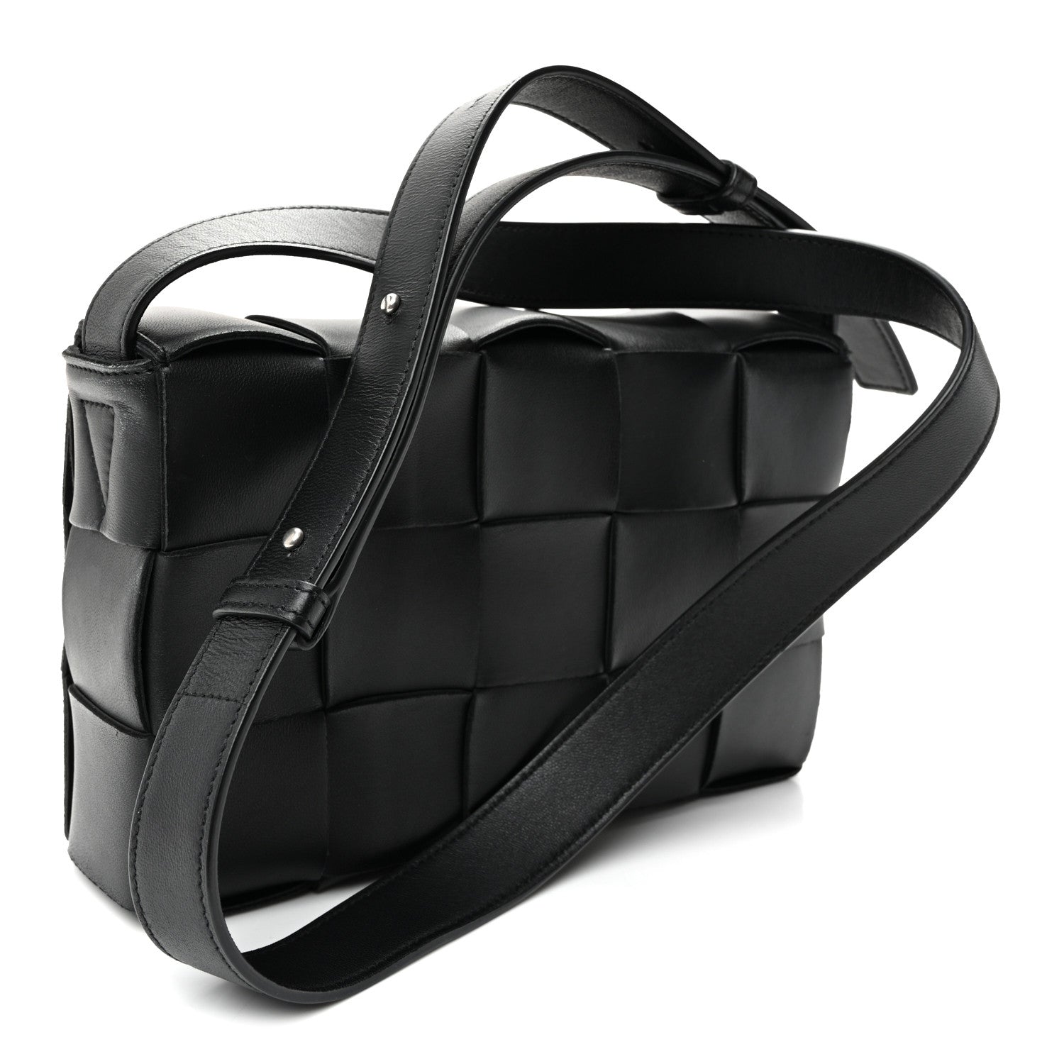 Bottega Veneta Lambskin Maxi Intrecciato Cassette Crossbody Bag Black 3 of 9