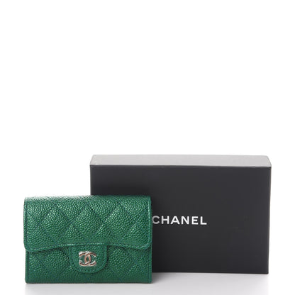 Chanel Metallic Caviar Quilted Card Holder Green 9 of 9