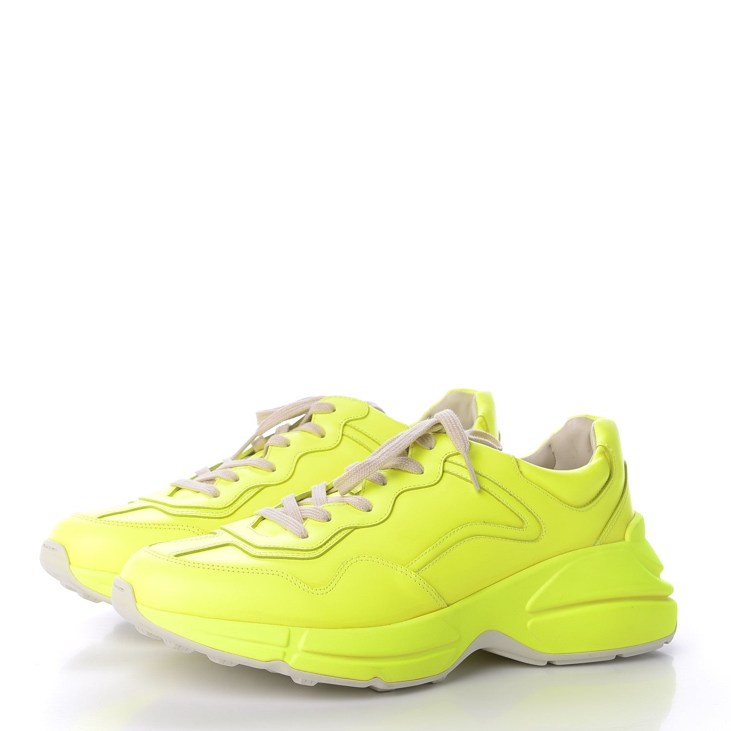 Gucci Calfskin Mens Rhyton Sneakers 10 Yellow Fluo 3 of 9