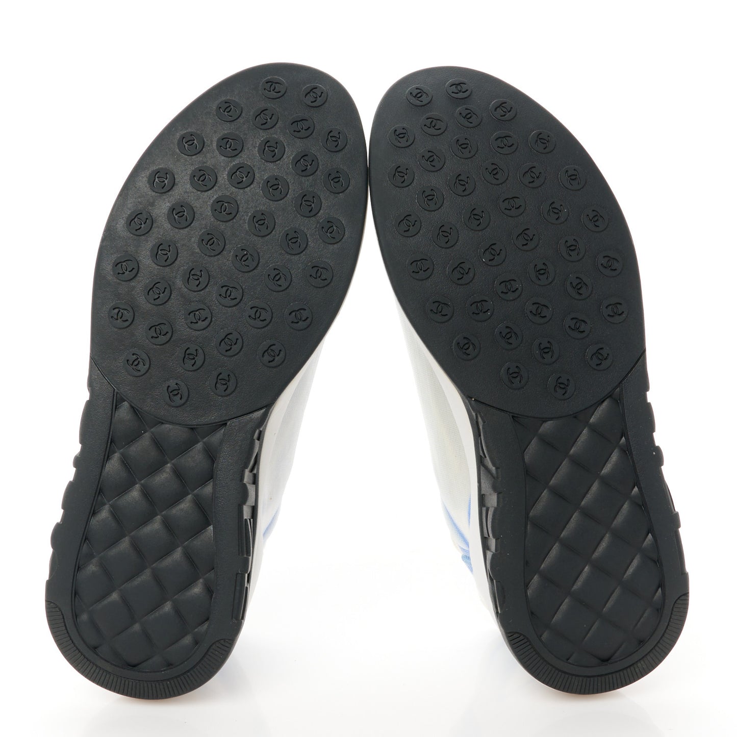 Calfskin Mesh Lycra Womens Logo Sneakers 39.5 White Blue