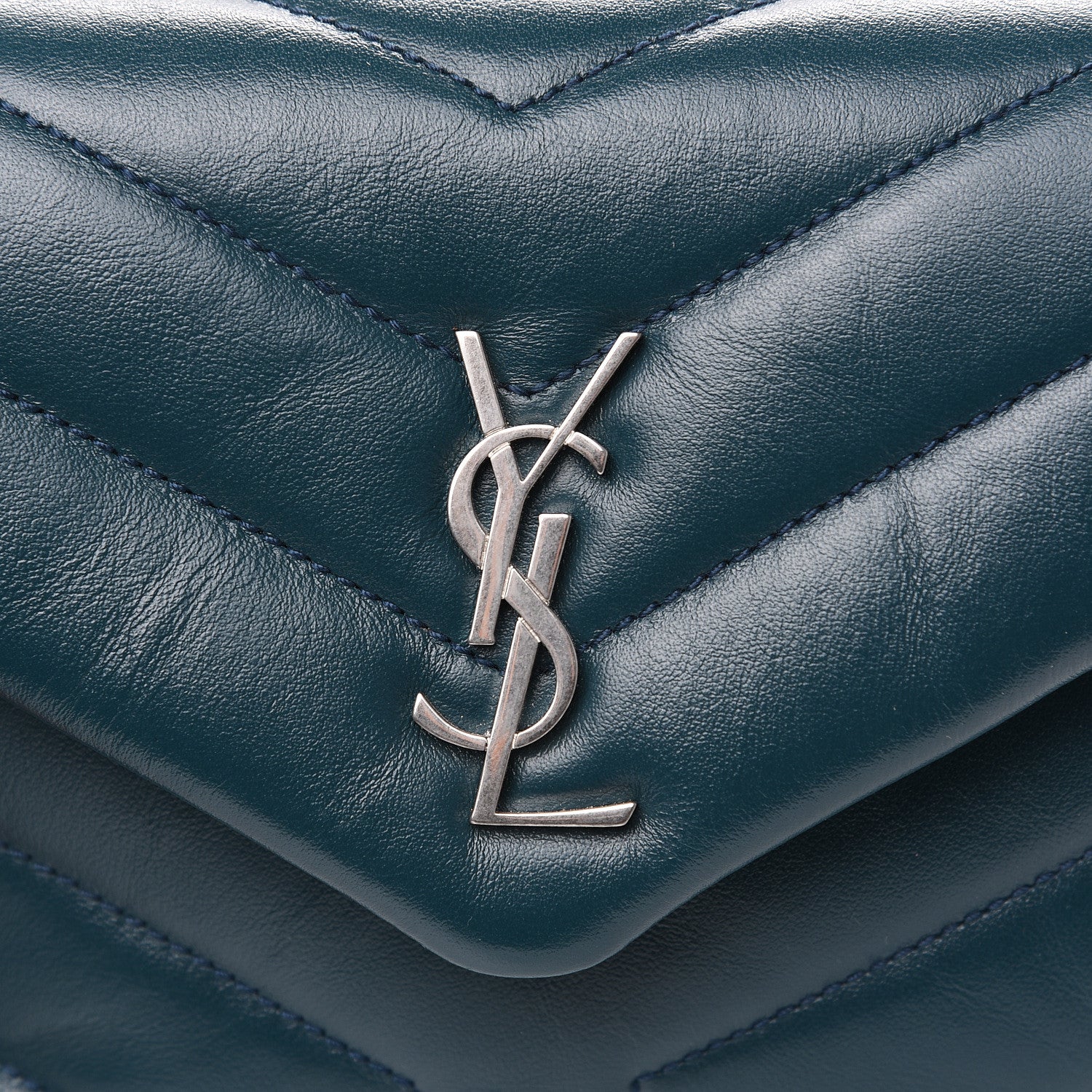 Saint Laurent Calfskin Y Quilted Monogram Toy Loulou Satchel Dark Green 9 of 10