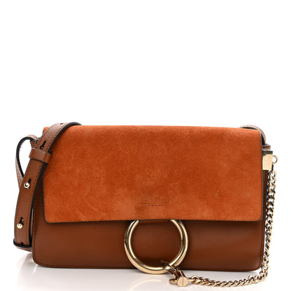 Chloe Suede Calfskin Small Faye Shoulder Bag Tobacco 1 of 9