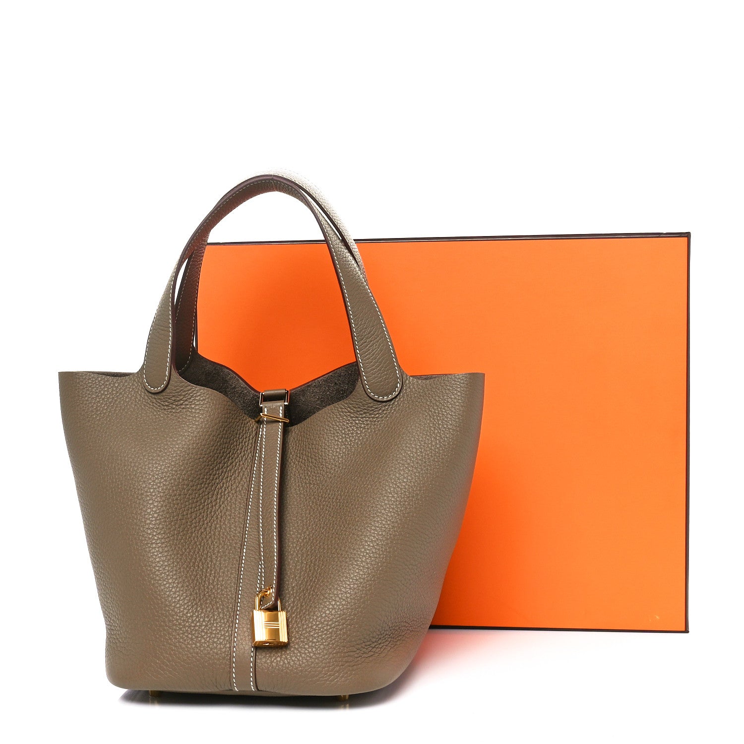 Hermes Taurillon Clemence Picotin Lock 22 MM Etoupe 11 of 11