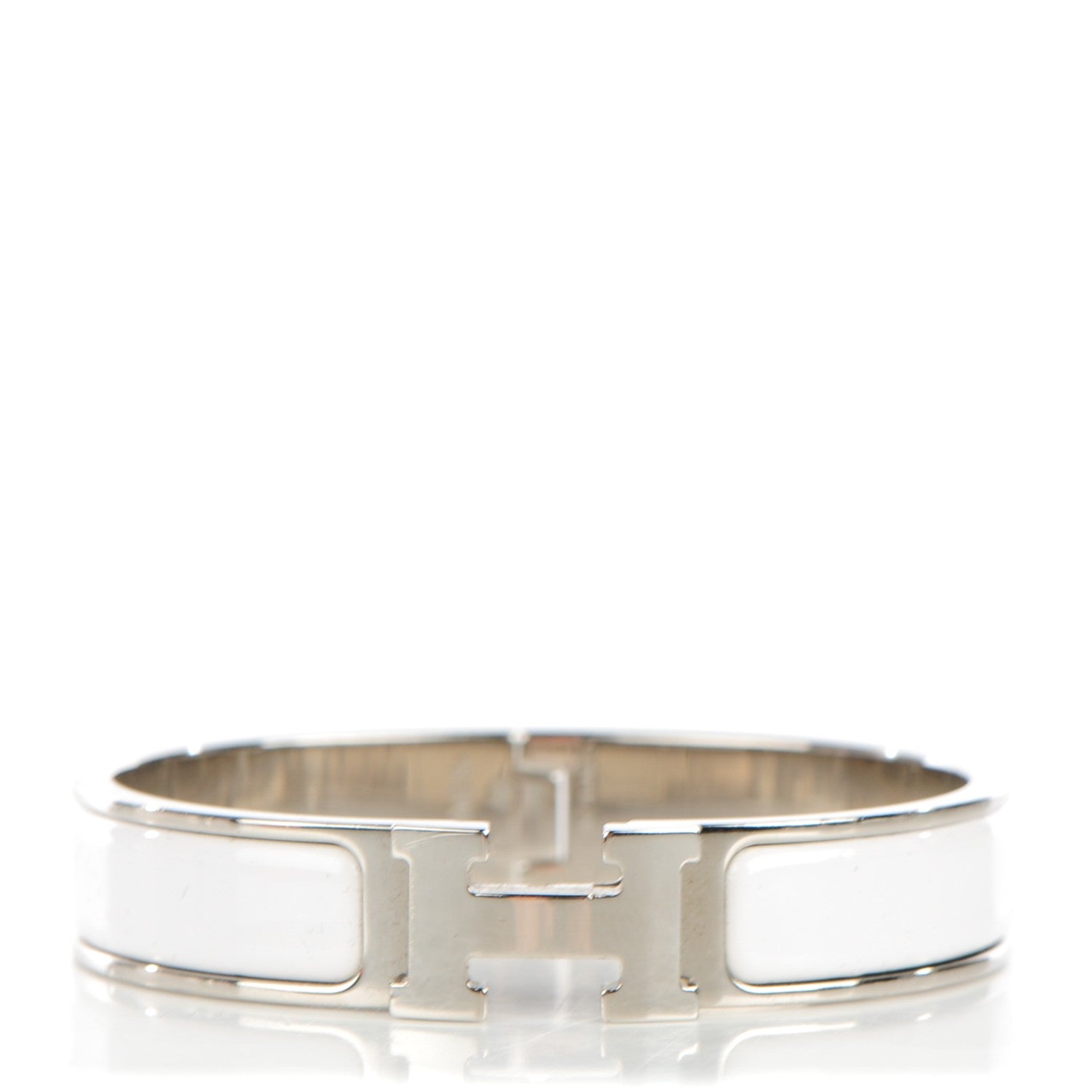 Hermes Enamel Narrow Clic Clac H Bracelet PM White 1 of 6