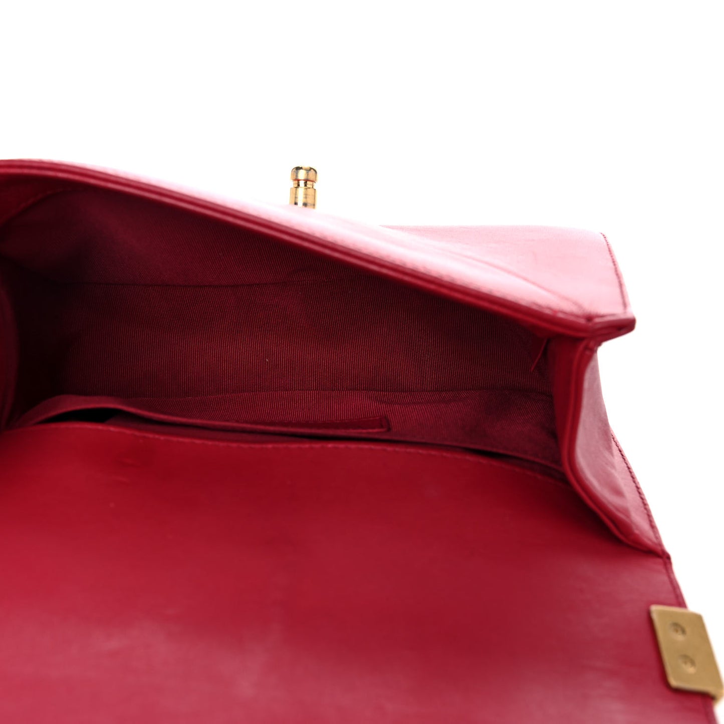 Calfskin Quilted Small Boy Flap Red