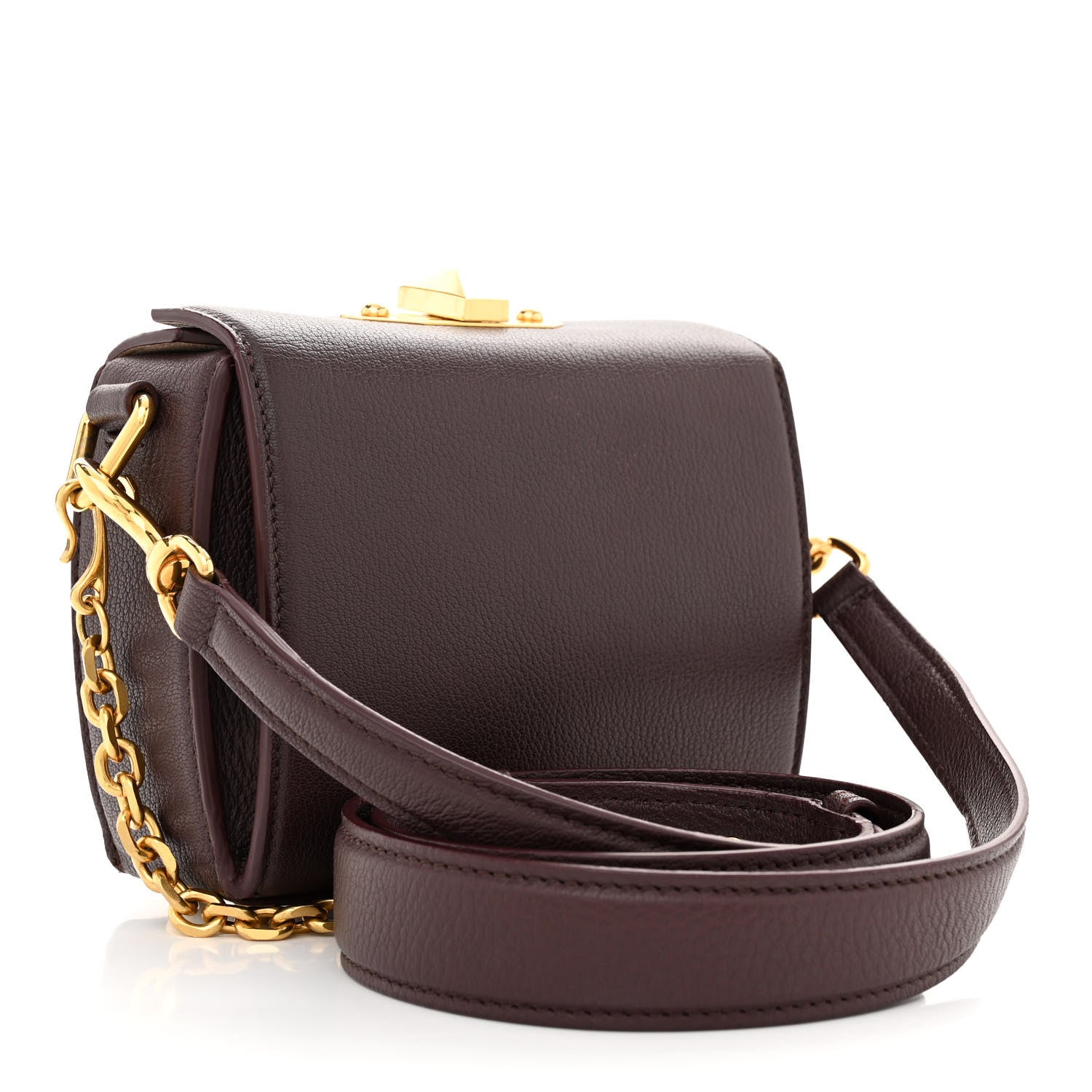 Alexander McQueen Silky Amish Grained Goatskin Box Shoulder Bag 16 Burgundy 3 of 13