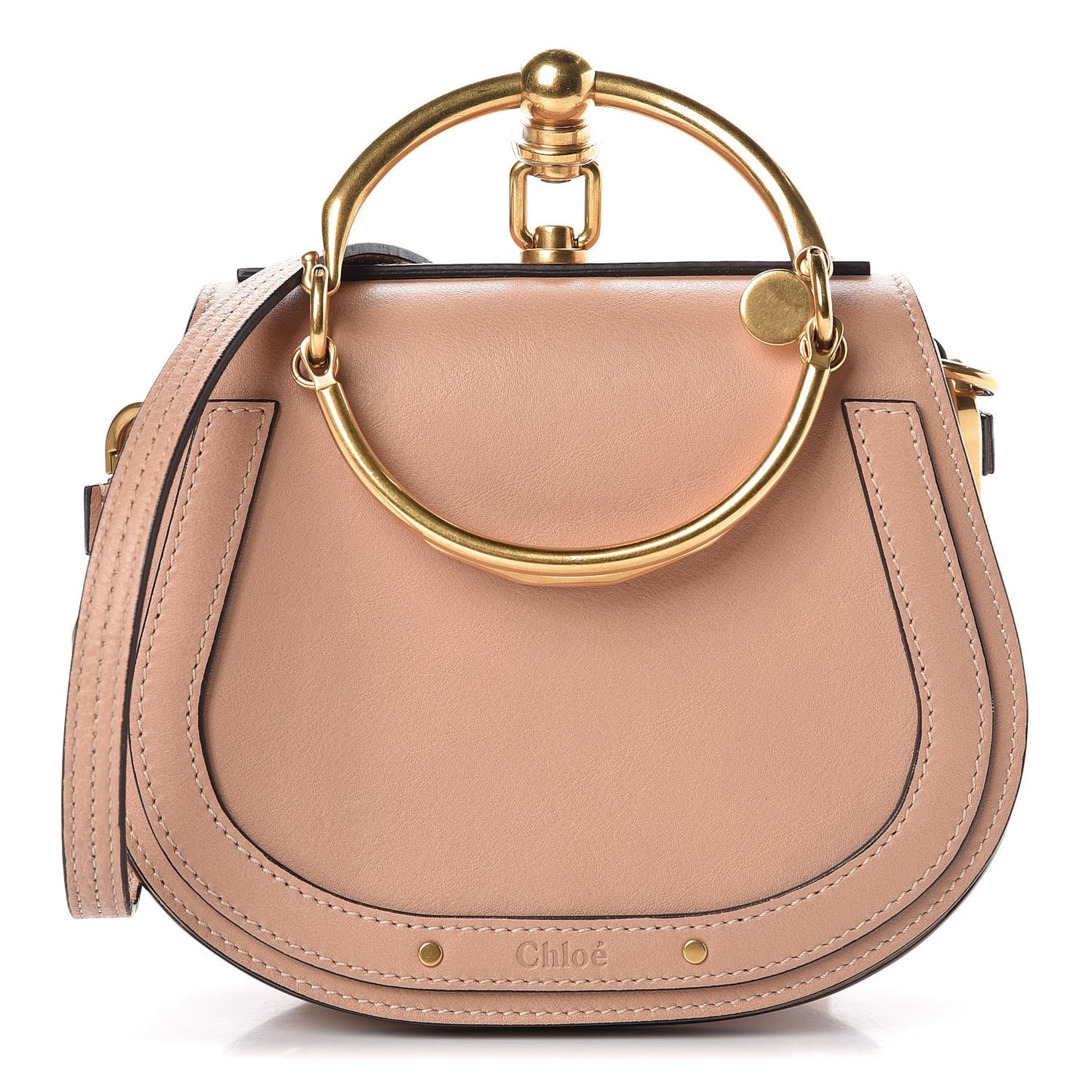 Calfskin Suede Small Nile Bracelet Bag Biscotti Beige
