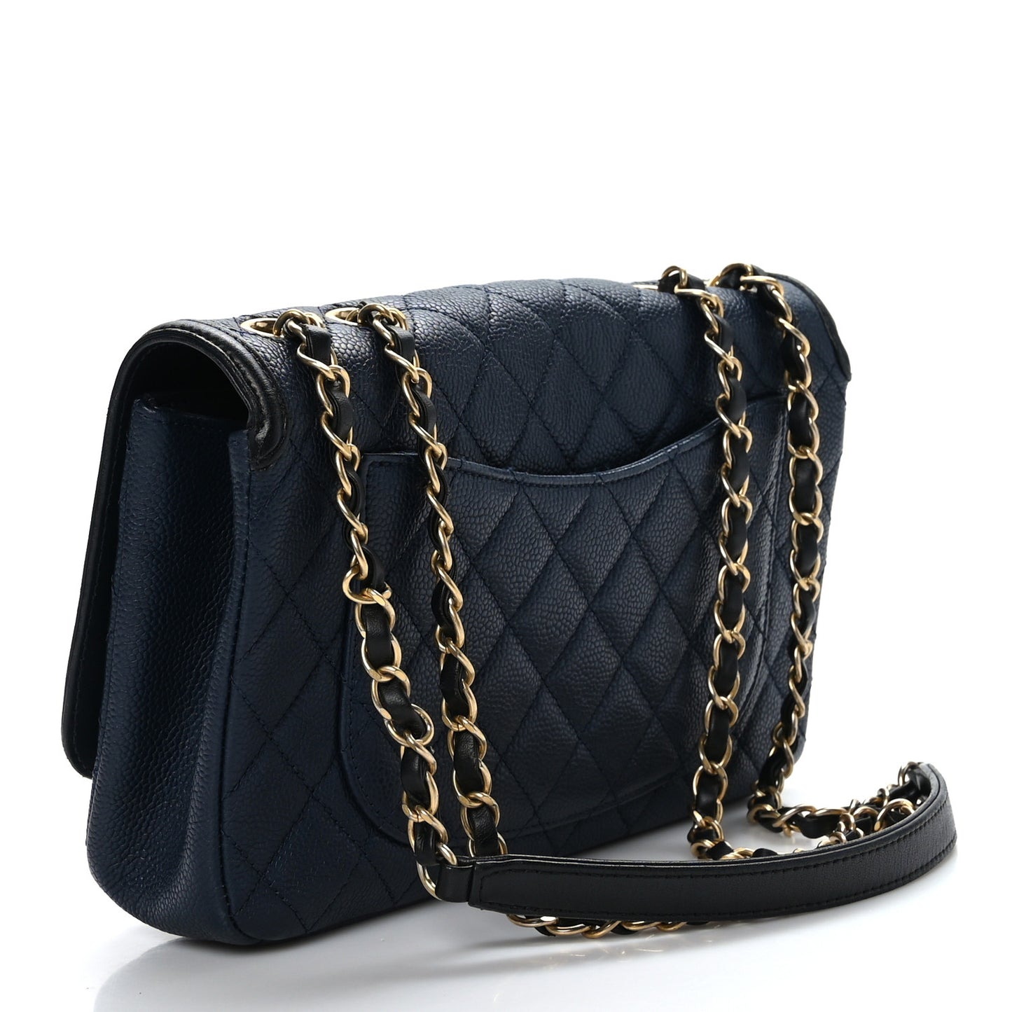 Caviar Quilted Medium CC Filigree Flap Navy Black
