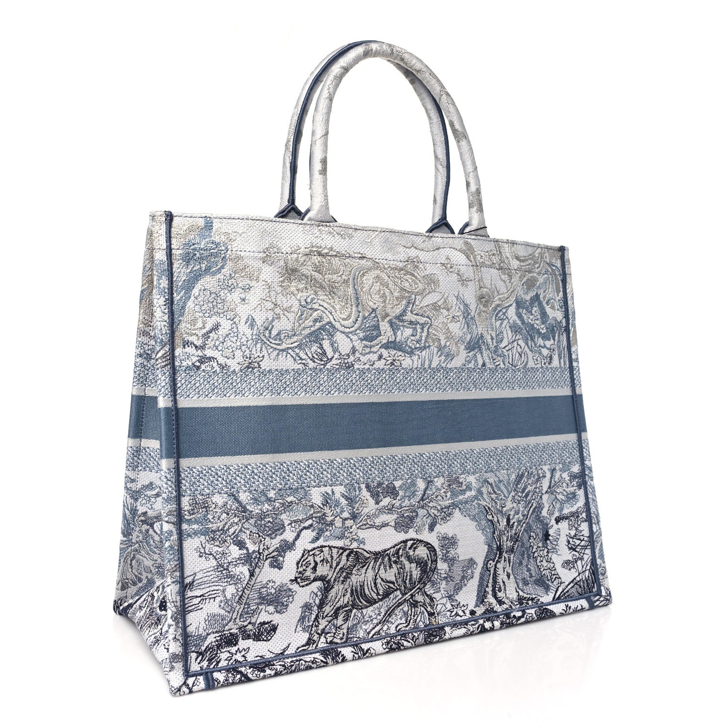 Gradient Canvas Embroidered Large Dioriviera Toile De Jouy Book Tote Blue