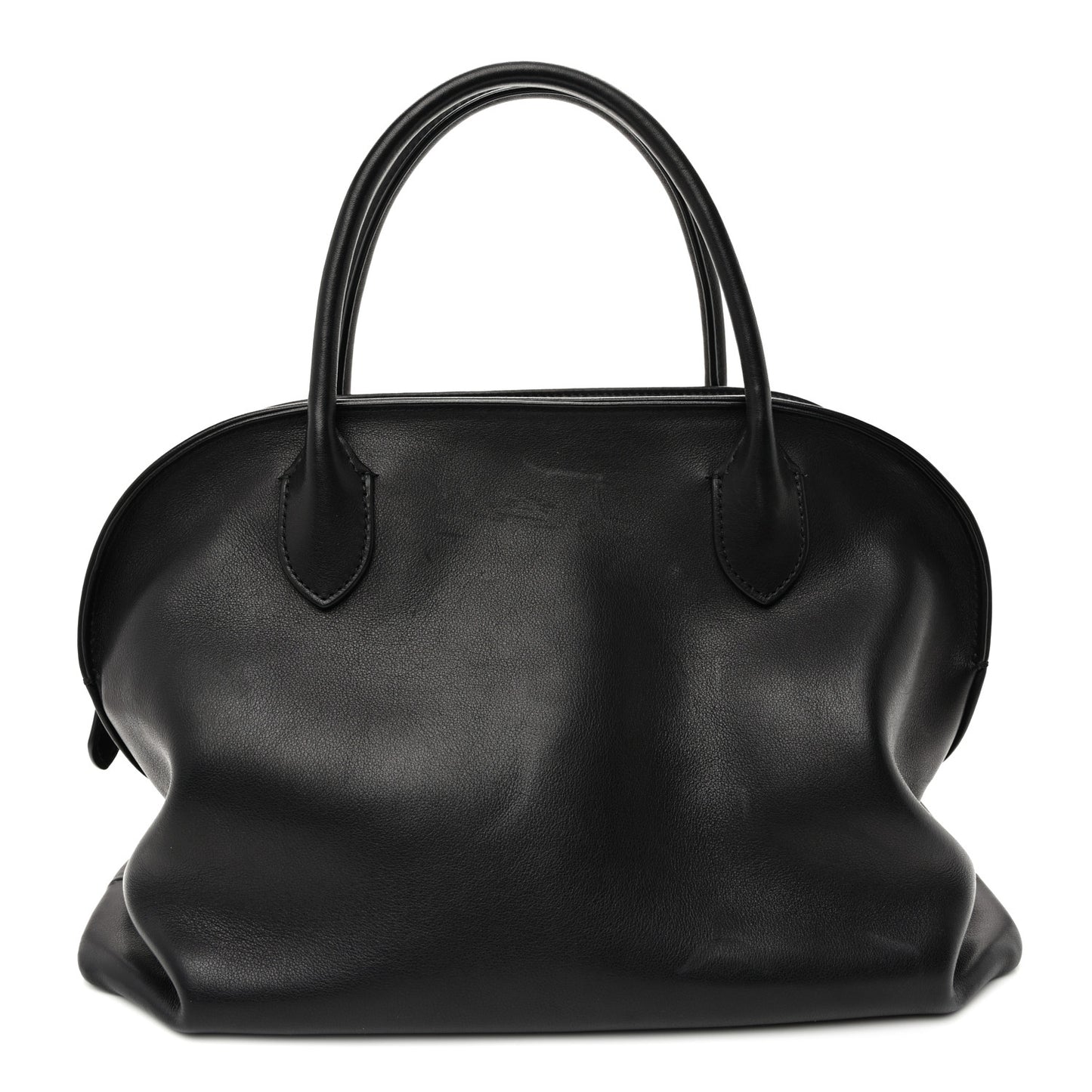 Polished Saddle Calfskin Agnes Bag Black