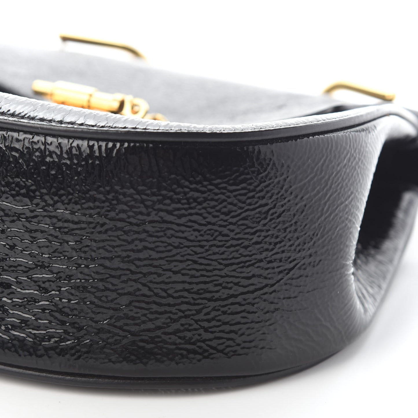 Grained Patent Drew Shoulder Bag Black