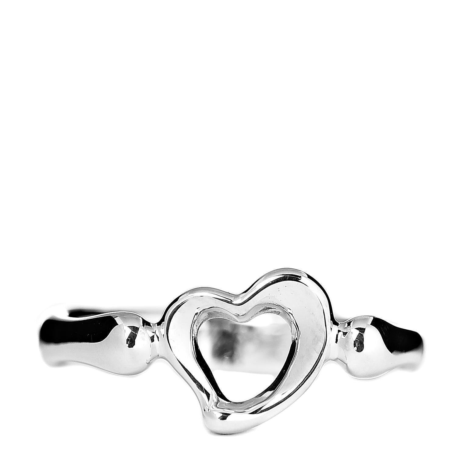 Tiffany Sterling Silver Elsa Peretti Open Heart Ring 54 7 1 of 6