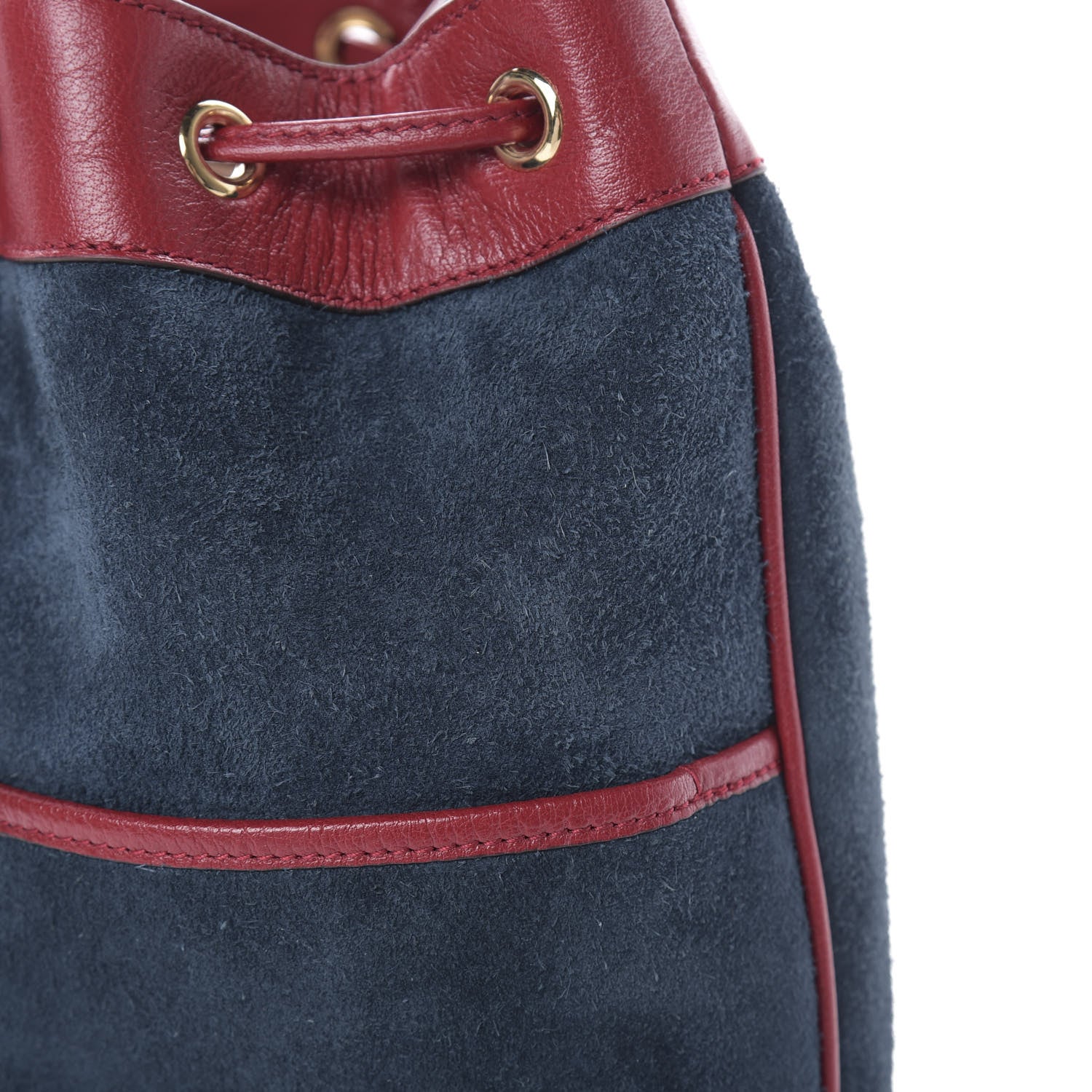 Gucci Suede Calfskin Web Medium Rajah Bucket Bag New Blue Romantic Cherry 11 of 11
