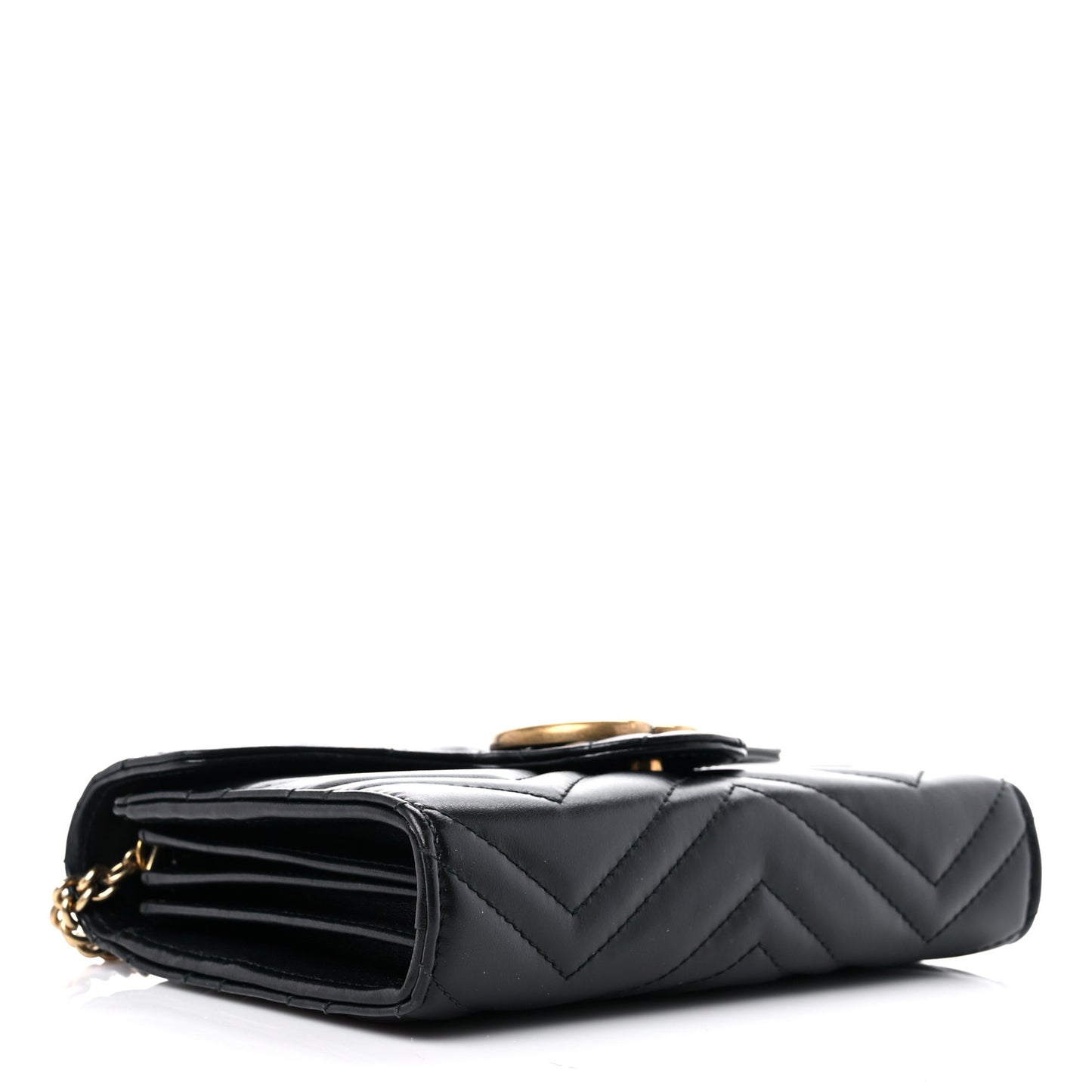 Calfskin Matelasse GG Marmont Chain Wallet Black