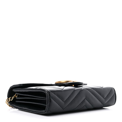 Gucci Calfskin Matelasse GG Marmont Chain Wallet Black 4 of 14