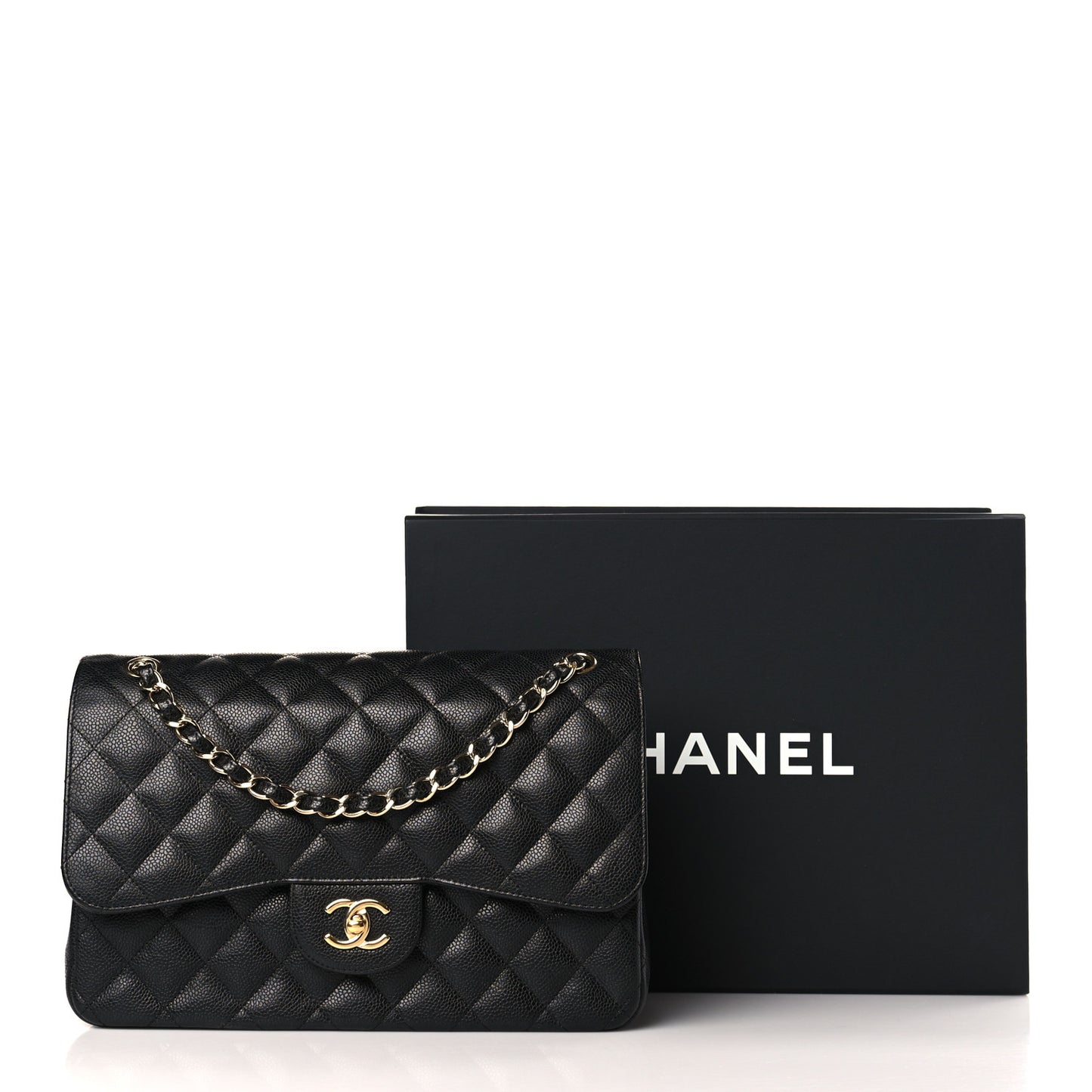 Caviar Quilted Jumbo Double Flap Black