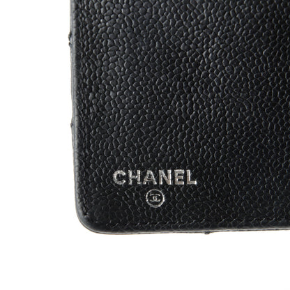 Chanel Distressed Caviar Stitched Outdoor Yen Wallet Black 6 of 8