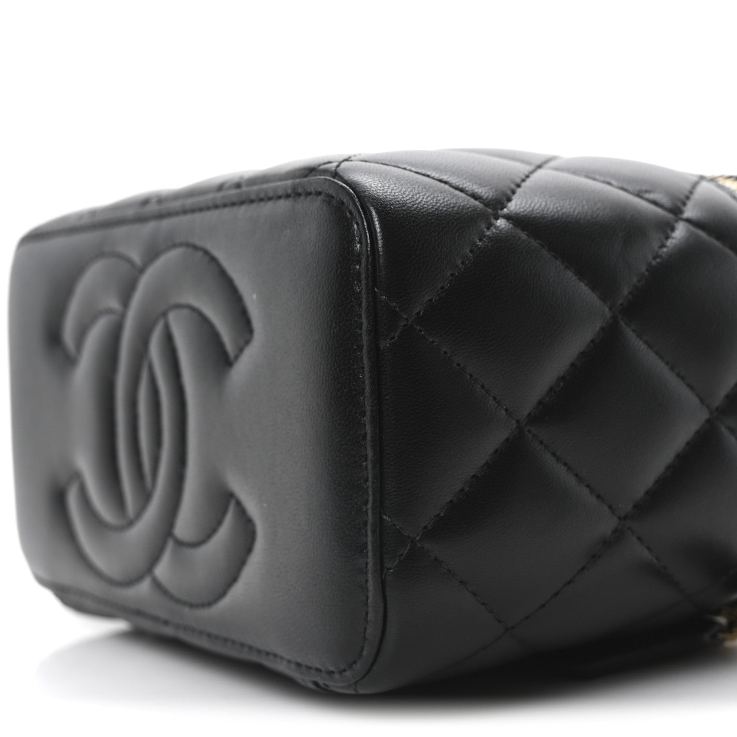 Chanel Lambskin Quilted Trendy Small Top Handle Vanity Case With Chain Black 10 of 10