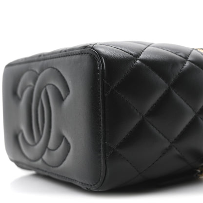 Chanel Lambskin Quilted Trendy Small Top Handle Vanity Case With Chain Black 10 of 10